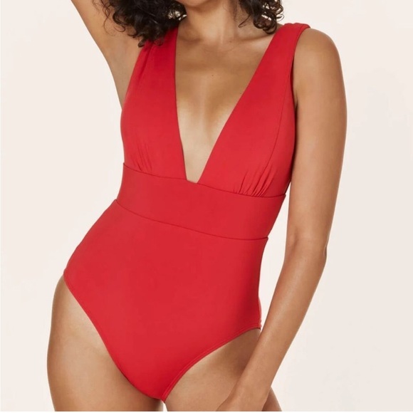 Andie The Mykonos One Piece LT Swimsuit Cherry Red plus Size XXL long torso NWT - Picture 1 of 7